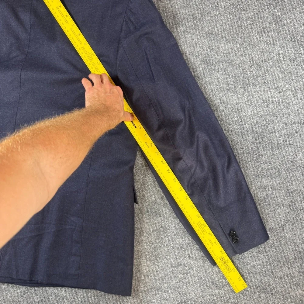 StudioSuits Men Double Breasted Suit Set Navy Blue Wool Pleated Pants 46R 41x29